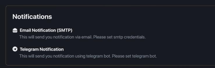 Notification settings for bot instances