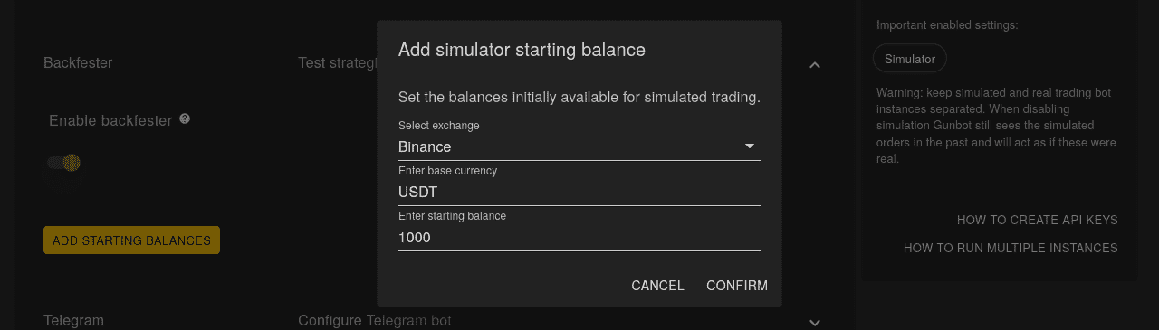 Configure Starting Balances